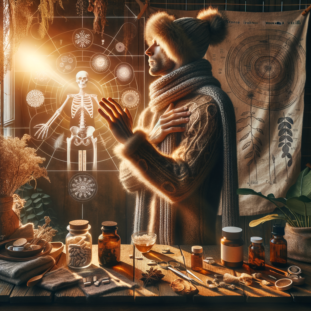 Ilustração da exposição solar no inverno e a importância da vitamina D para a saúde óssea e imunológica