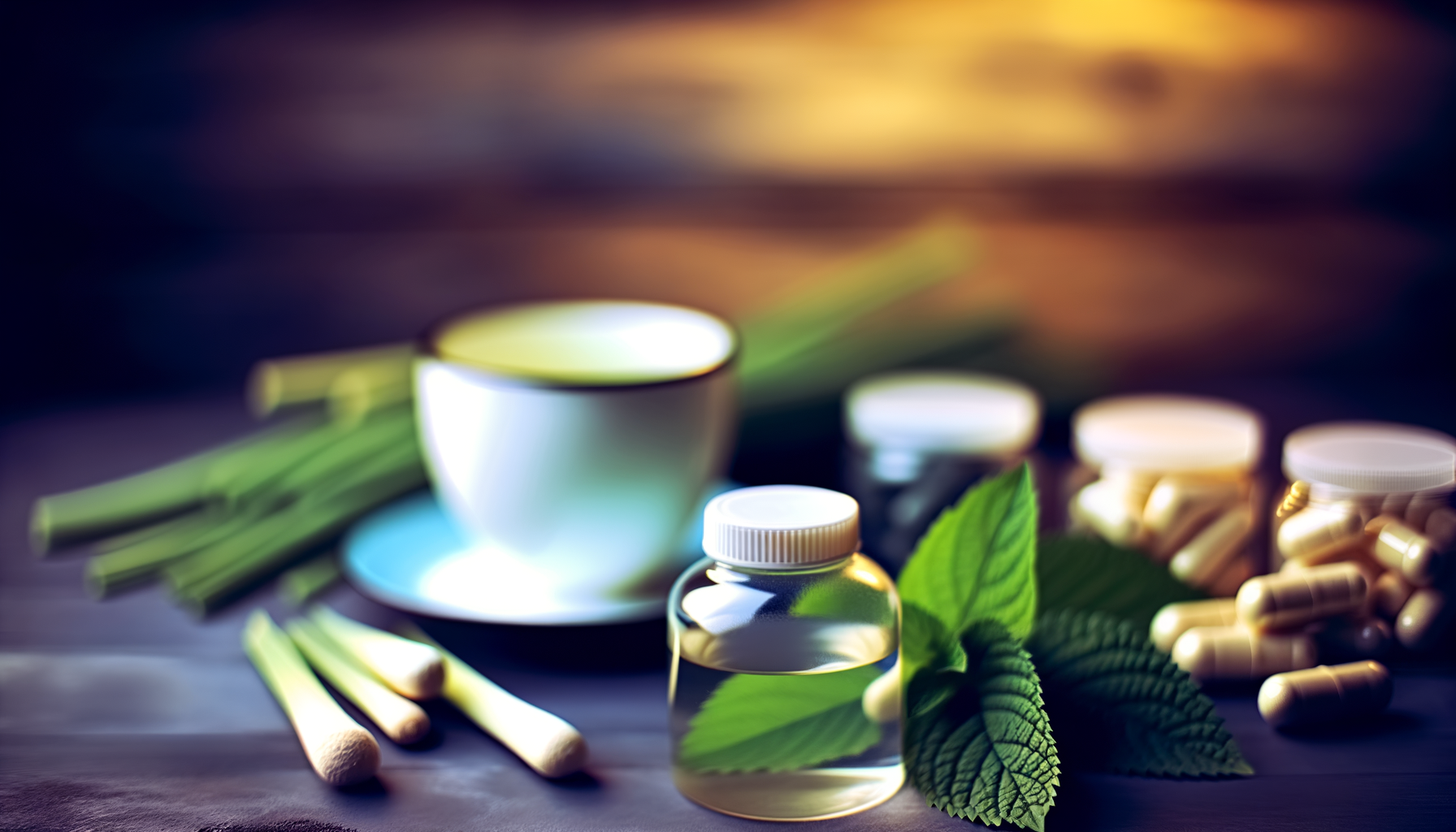 Ch&aacute; de Melissa Officinalis com folhas frescas