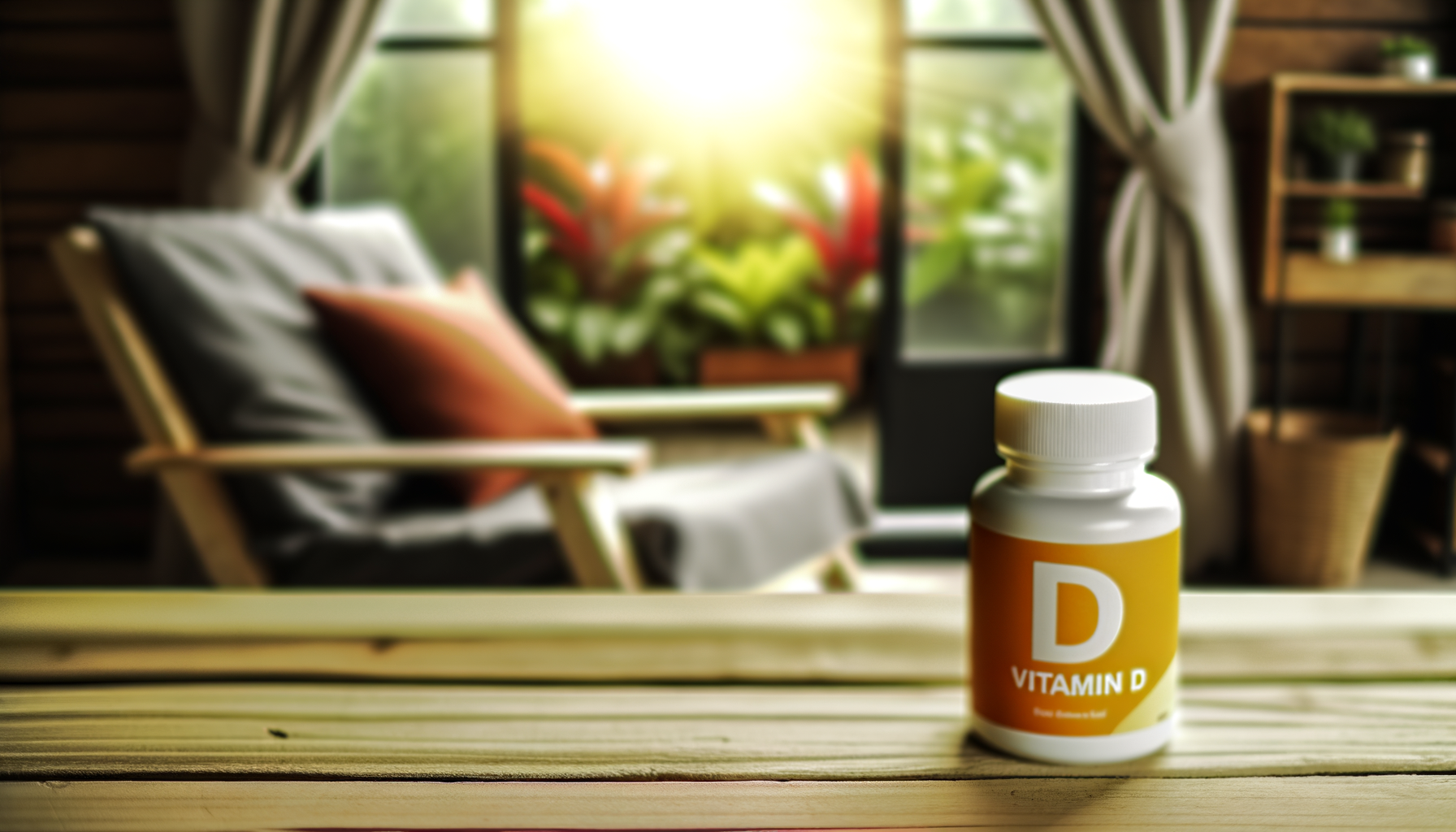 Suplemento de Vitamina D em um ambiente relaxante