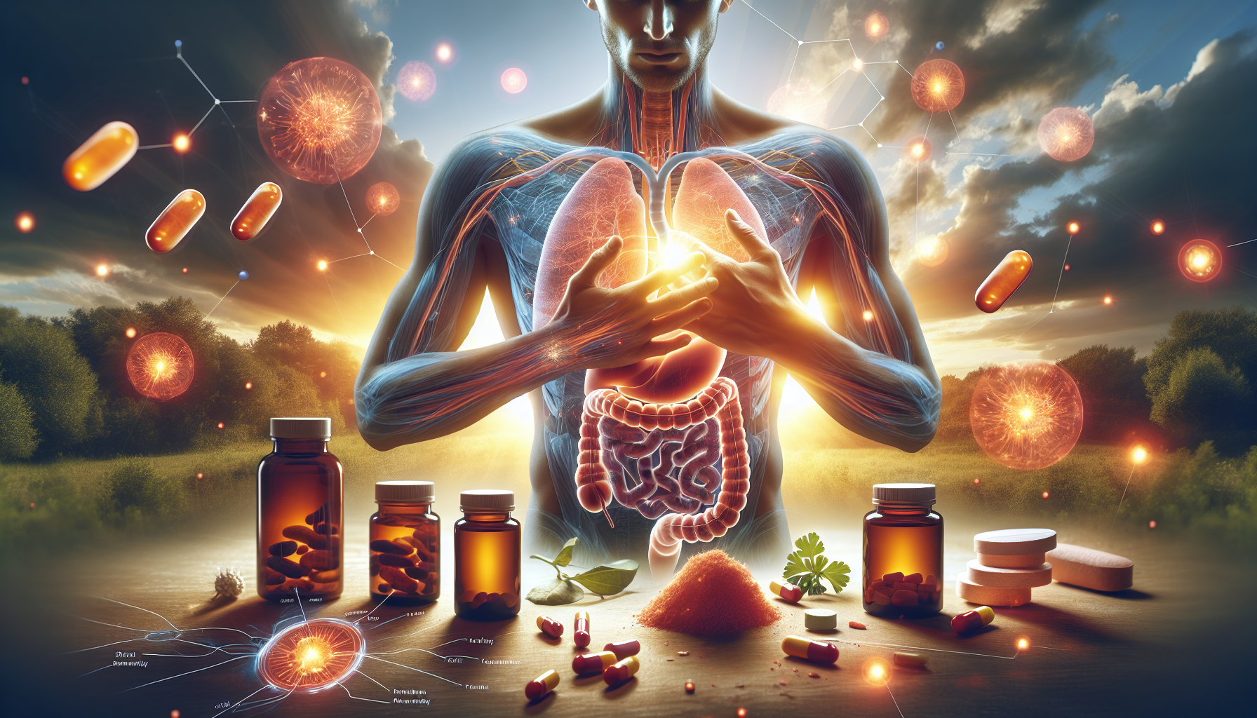 Conexão entre intestino e cérebro, representando a influência dos probióticos na saúde mental.