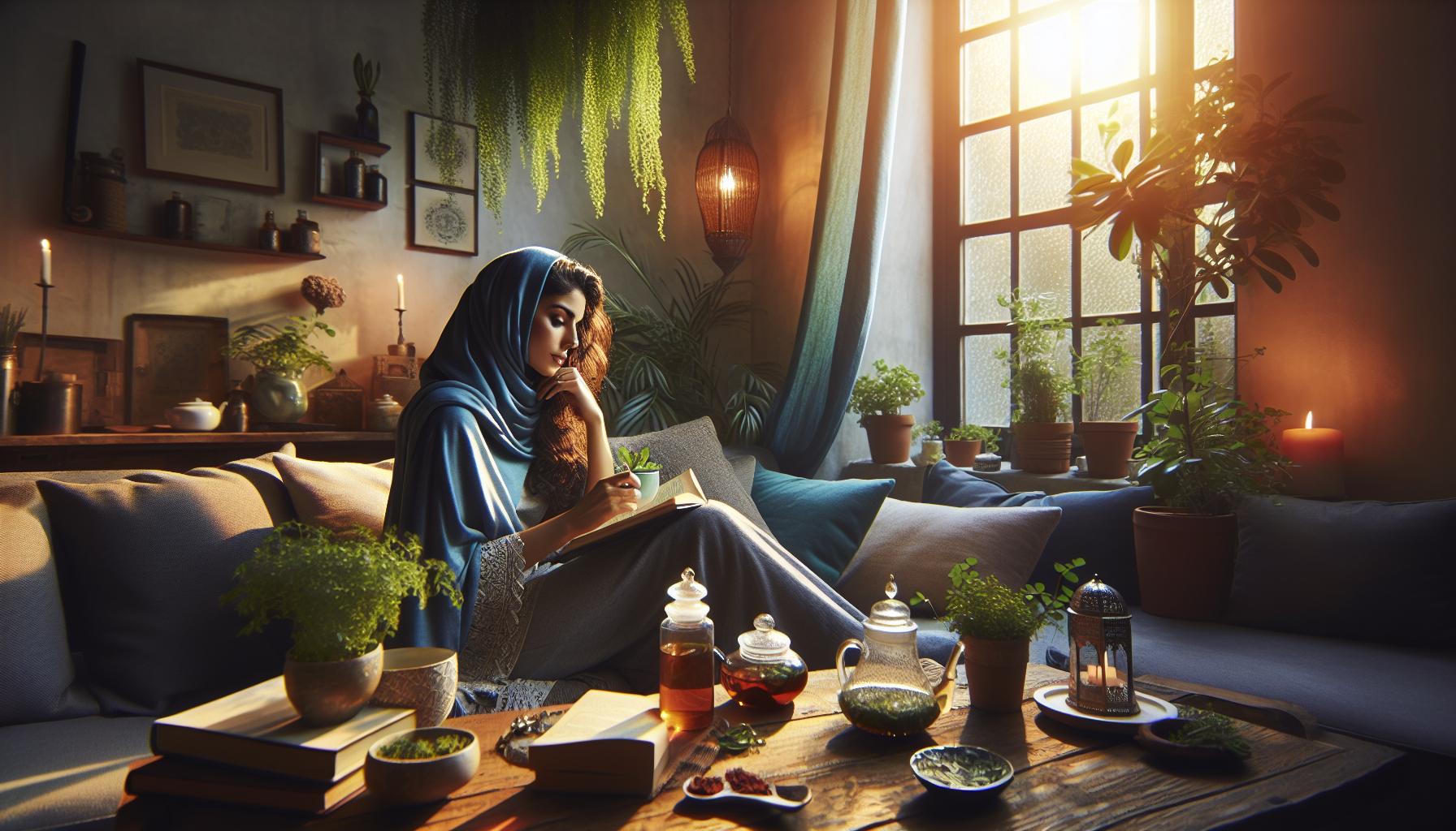 Cena serena de relaxamento em ambiente doméstico