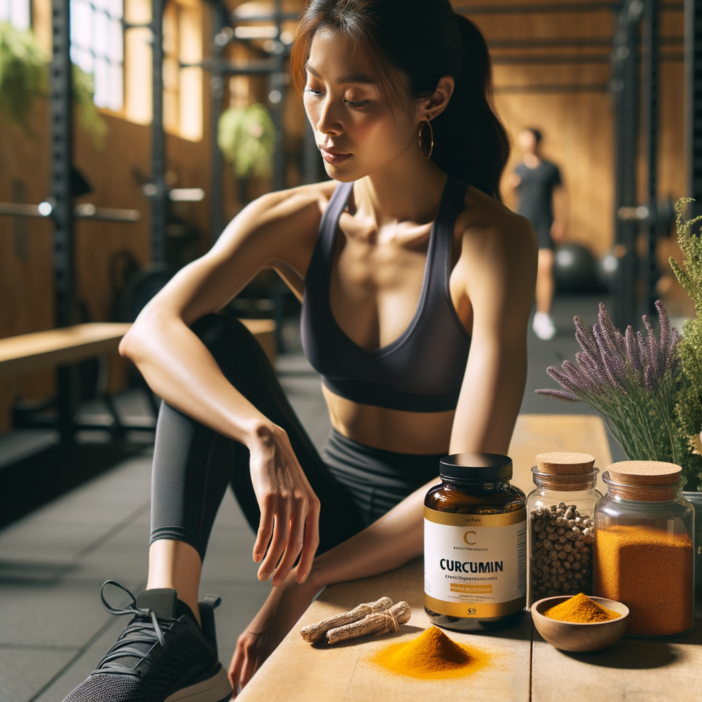 Atleta em recuperação com suplemento de cúrcuma e especiarias