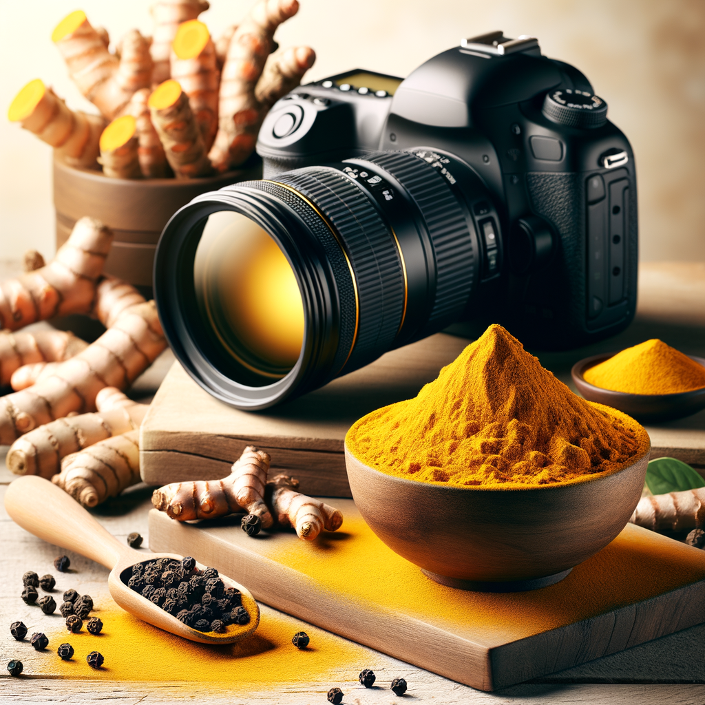 Cúrcuma em pó e pimenta preta representando a união natural entre cúrcuma e piperina para alívio da dor articular