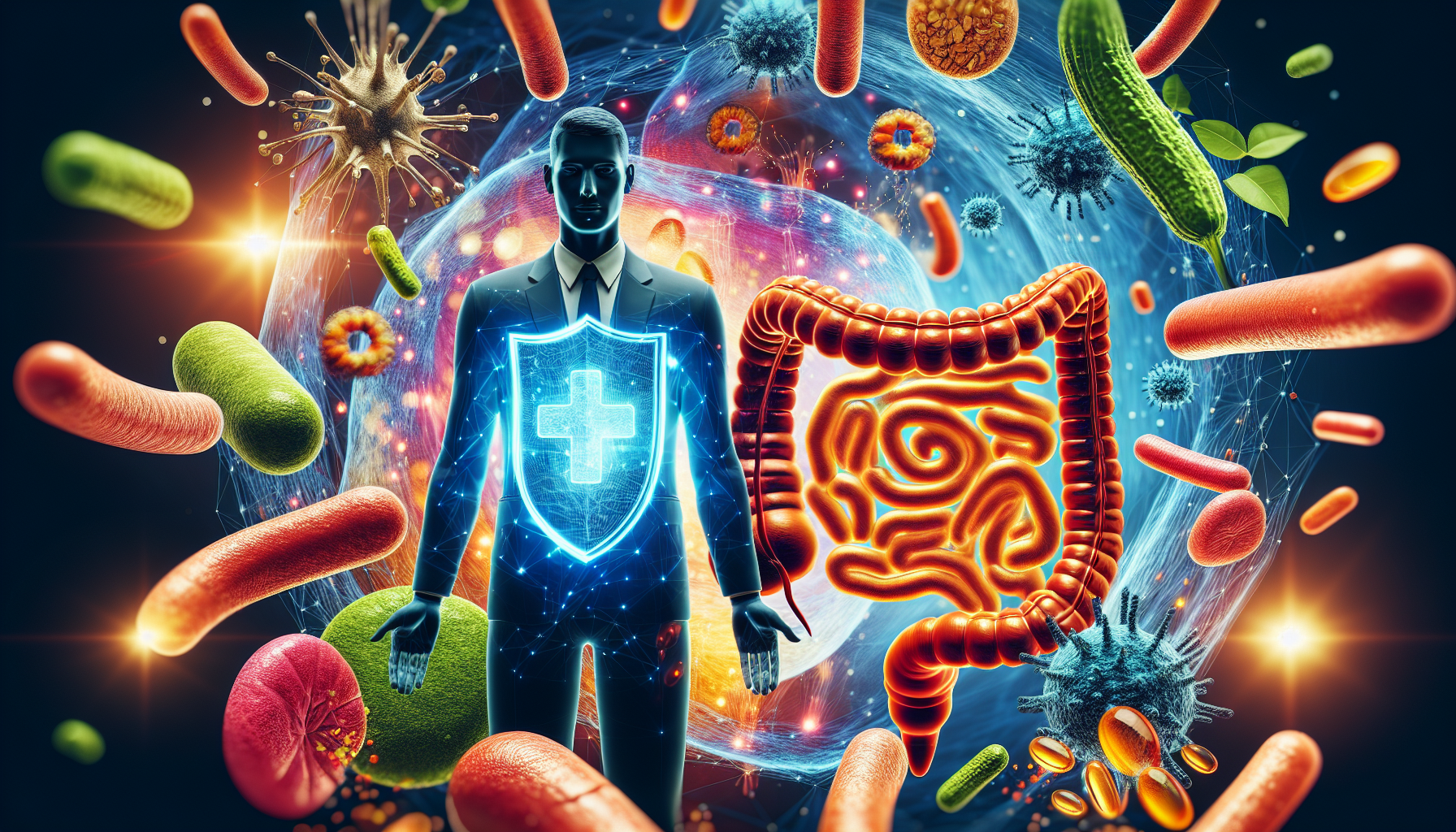 Representação gráfica do papel das bactérias intestinais na imunidade humana.