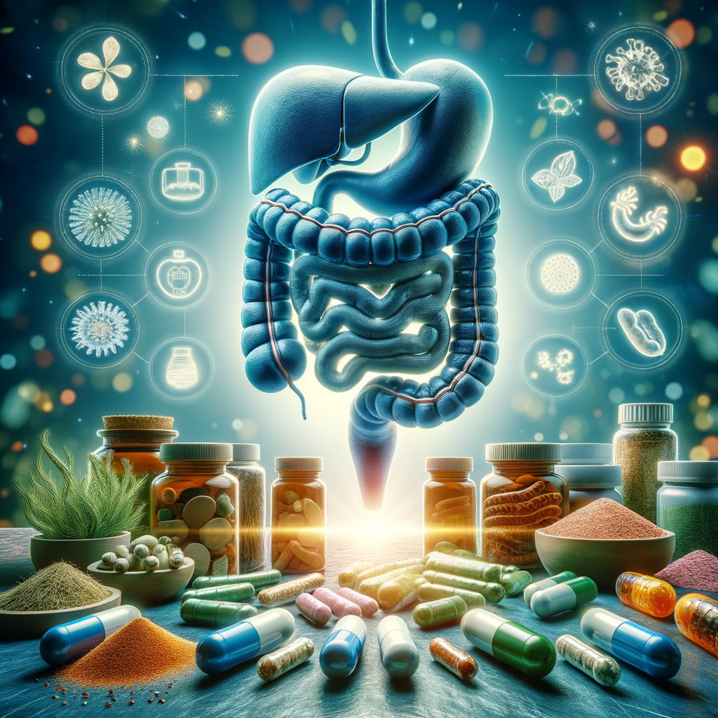 Imagem ilustrativa representando uma microbiota saudável com prebióticos e simbióticos.
